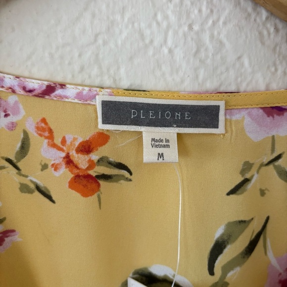Pleione Yellow and Pink Wrap Blouse with Tie Front - Picture 4 of 12